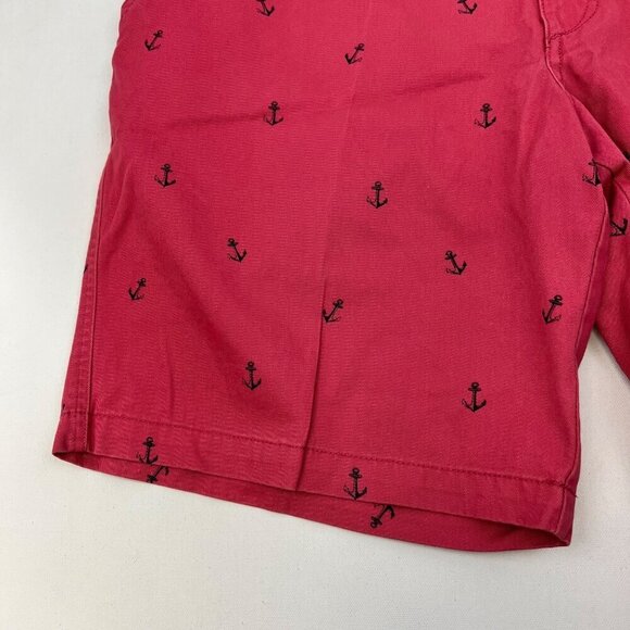 Izod Saltwater Men’s Anchor Print Khaki Shorts Coral/Black Size 42 Waist - Picture 4 of 11